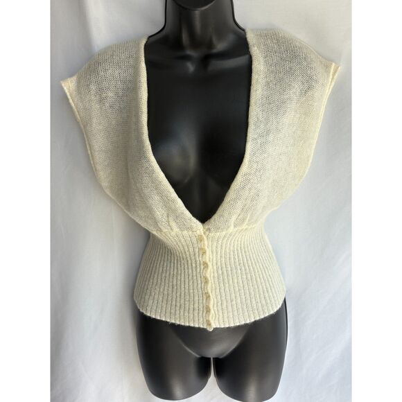 Vintage Old Navy Mohair Blend Y2K Sweater Top Vest Size S Classy Natural Minimal - Picture 1 of 9